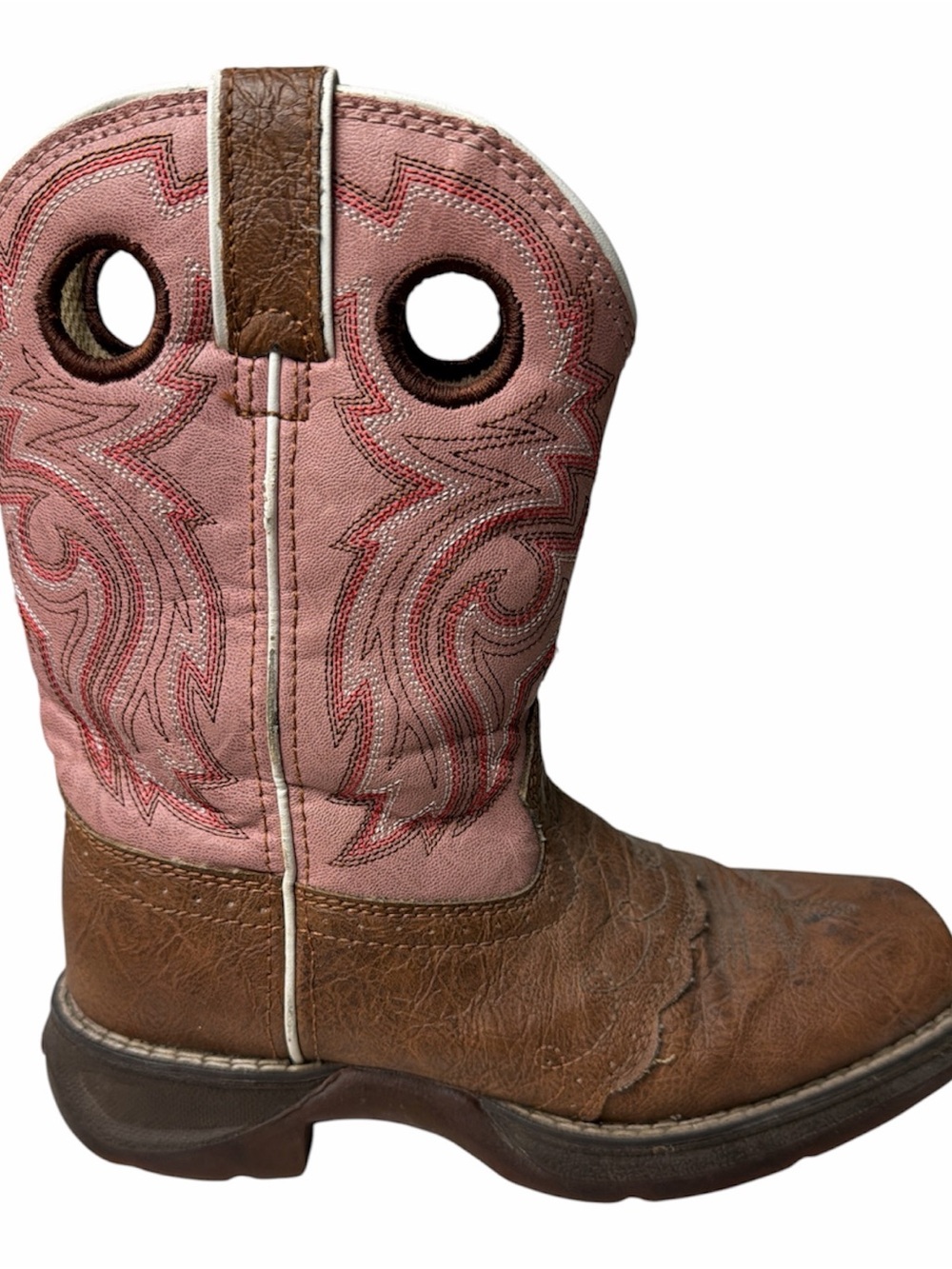 Durango Girls' Pink and Brown Western Pull-On Cowboy Boot